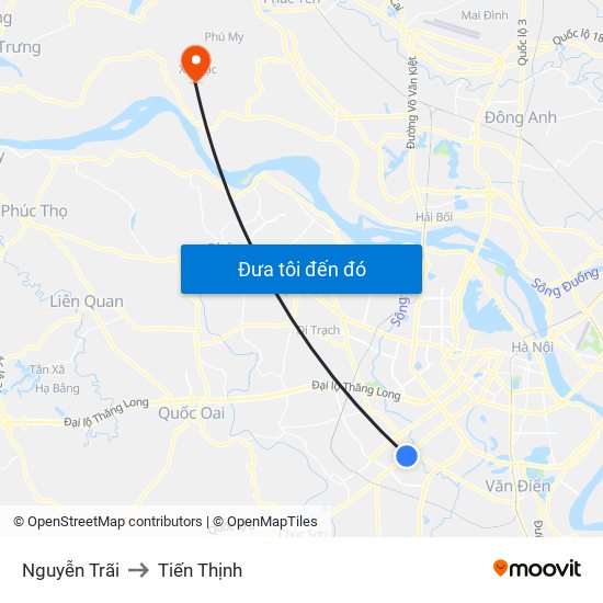 Nguyễn Trãi to Tiến Thịnh map