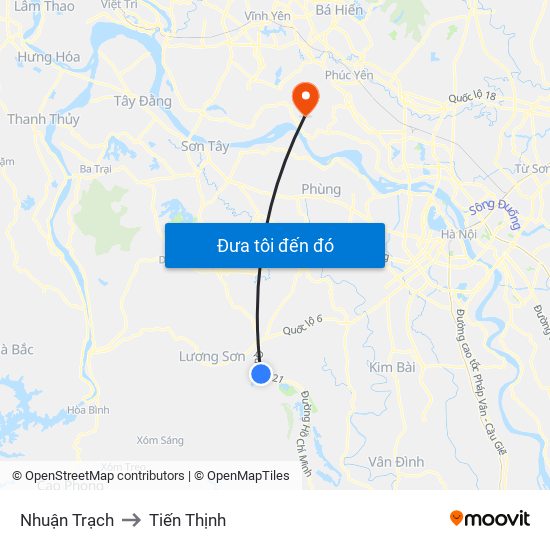 Nhuận Trạch to Tiến Thịnh map