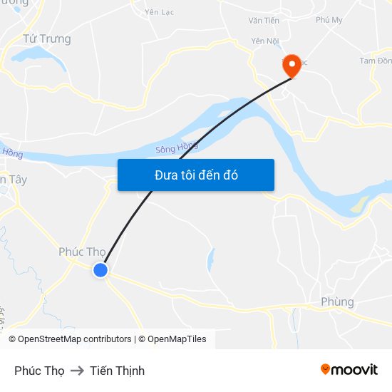 Phúc Thọ to Tiến Thịnh map