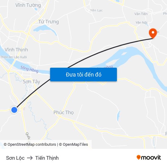 Sơn Lộc to Tiến Thịnh map