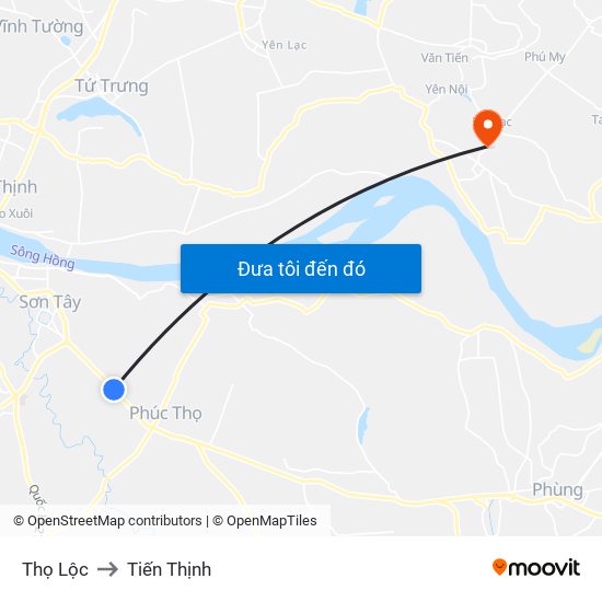 Thọ Lộc to Tiến Thịnh map