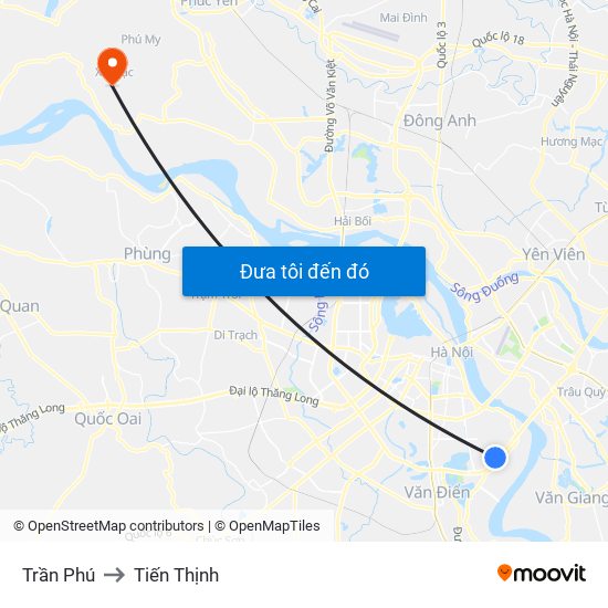 Trần Phú to Tiến Thịnh map