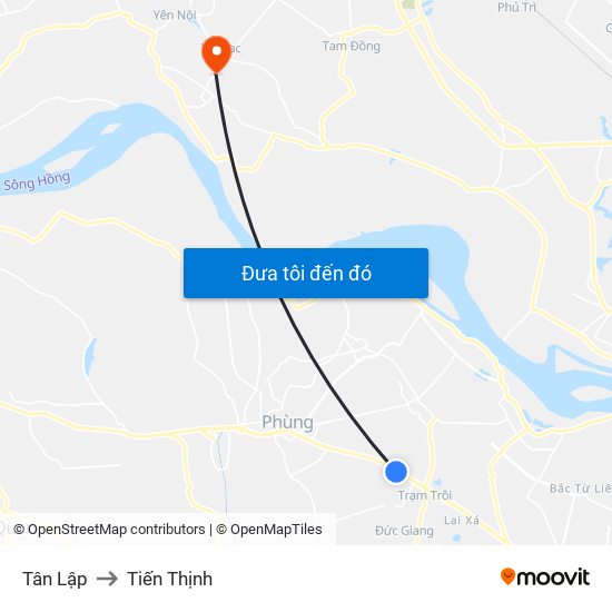 Tân Lập to Tiến Thịnh map