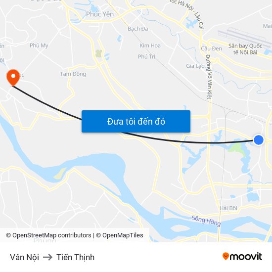Vân Nội to Tiến Thịnh map