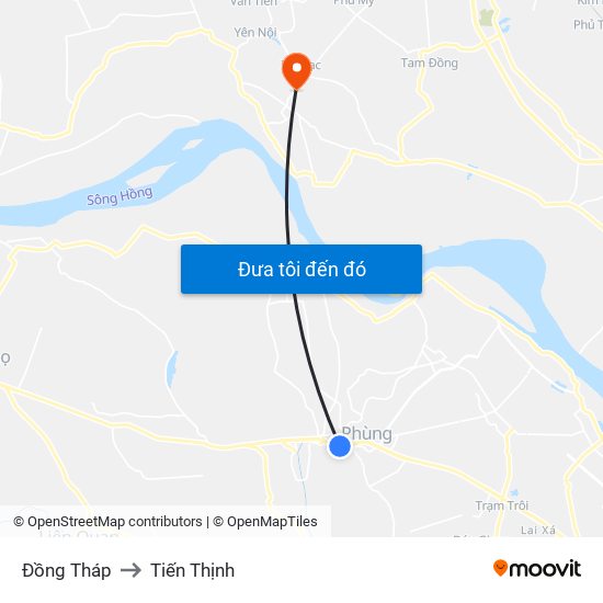 Đồng Tháp to Tiến Thịnh map