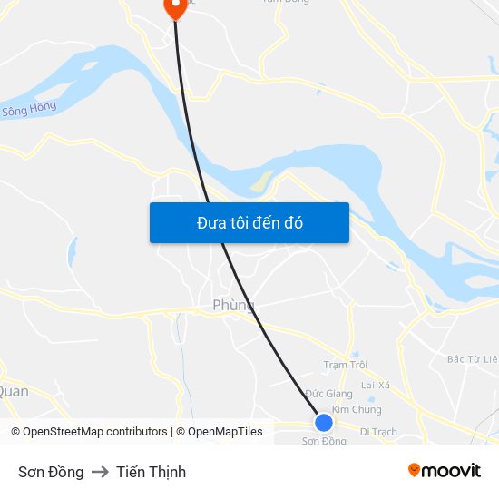 Sơn Đồng to Tiến Thịnh map