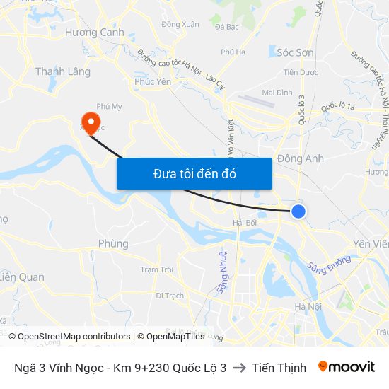 Ngã 3 Vĩnh Ngọc - Km 9+230 Quốc Lộ 3 to Tiến Thịnh map