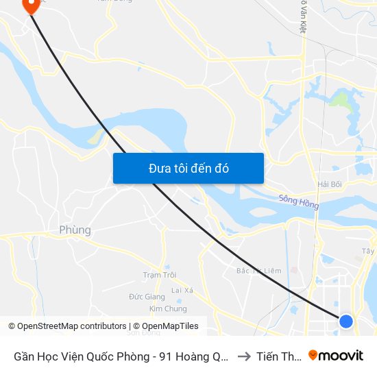 Gần Học Viện Quốc Phòng - 91 Hoàng Quốc Việt to Tiến Thịnh map