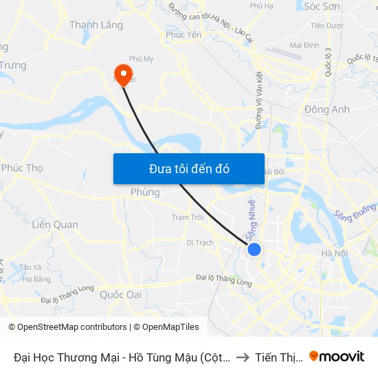 Đại Học Thương Mại - Hồ Tùng Mậu (Cột Sau) to Tiến Thịnh map