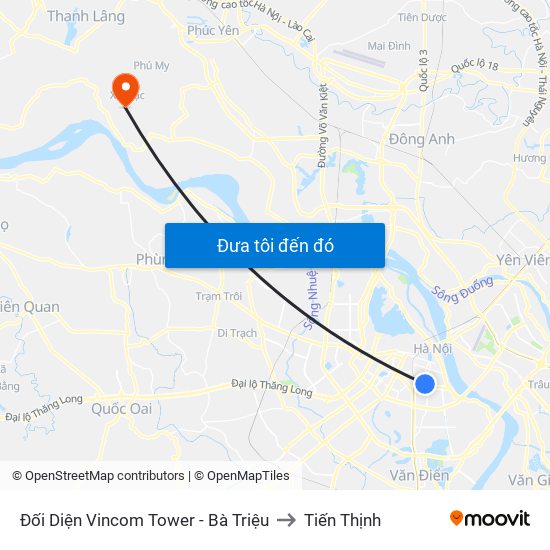 Đối Diện Vincom Tower - Bà Triệu to Tiến Thịnh map