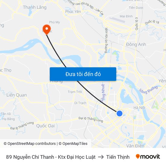 89 Nguyễn Chí Thanh - Ktx Đại Học Luật to Tiến Thịnh map