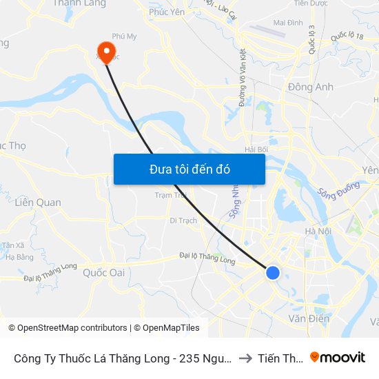 Công Ty Thuốc Lá Thăng Long - 235 Nguyễn Trãi to Tiến Thịnh map