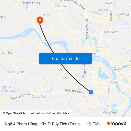 Ngã 4 Phạm Hùng - Khuất Duy Tiến (Trung Tâm Hội Nghị Quốc Gia) to Tiến Thịnh map