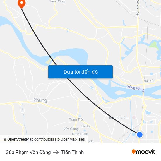 36a Phạm Văn Đồng to Tiến Thịnh map