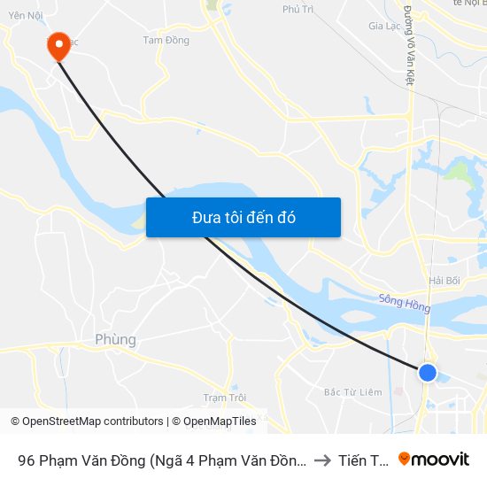 96 Phạm Văn Đồng (Ngã 4 Phạm Văn Đồng - Xuân Đỉnh) to Tiến Thịnh map