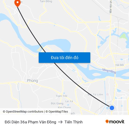Đối Diện 36a Phạm Văn Đồng to Tiến Thịnh map