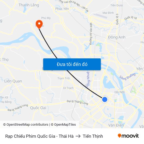 Rạp Chiếu Phim Quốc Gia - Thái Hà to Tiến Thịnh map