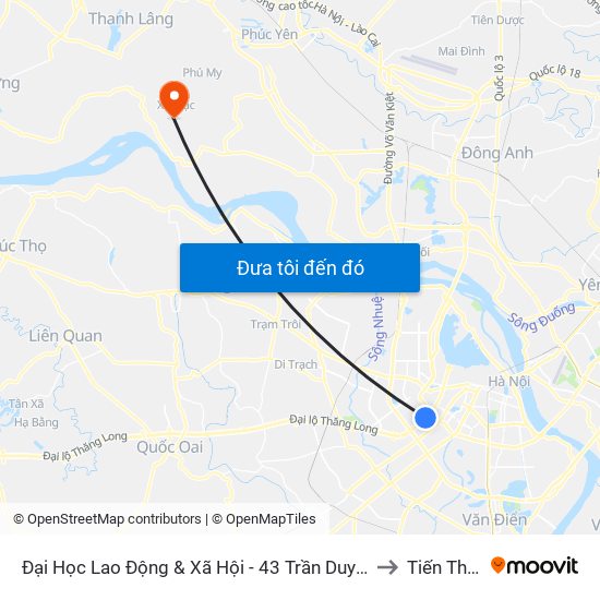 Đại Học Lao Động & Xã Hội - 43 Trần Duy Hưng to Tiến Thịnh map