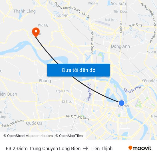 E3.2 Điểm Trung Chuyển Long Biên to Tiến Thịnh map