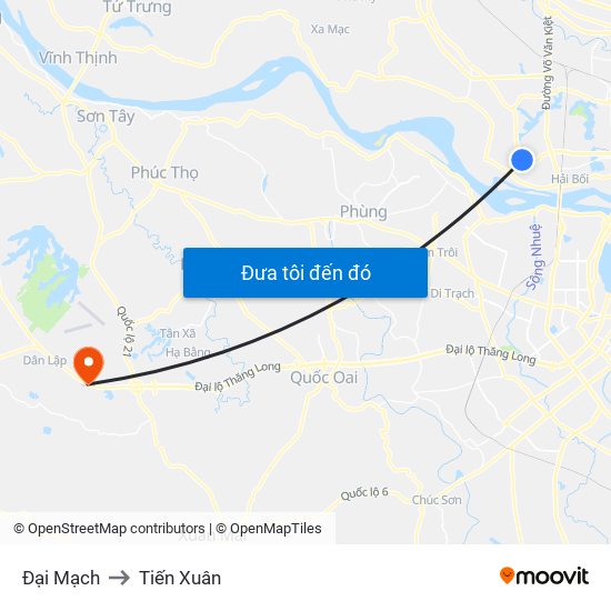 Đại Mạch to Tiến Xuân map