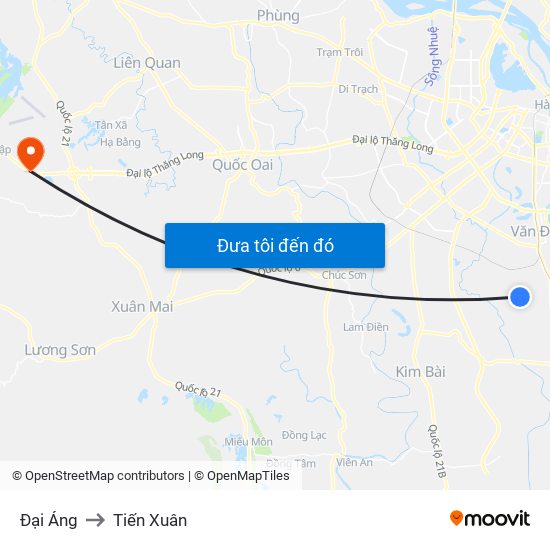 Đại Áng to Tiến Xuân map