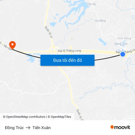 Đồng Trúc to Tiến Xuân map