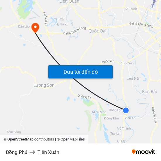 Đồng Phú to Tiến Xuân map