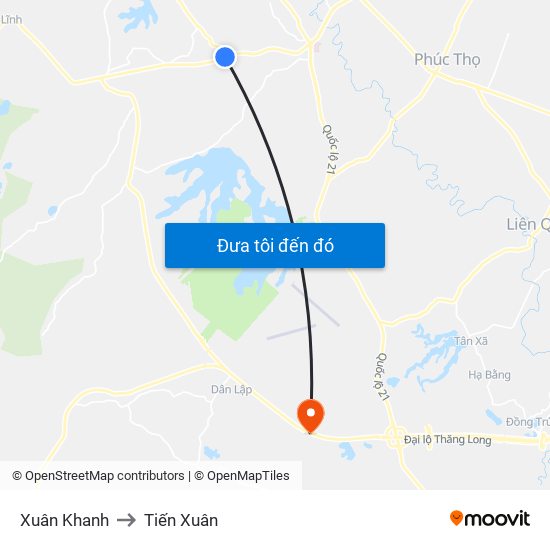 Xuân Khanh to Tiến Xuân map
