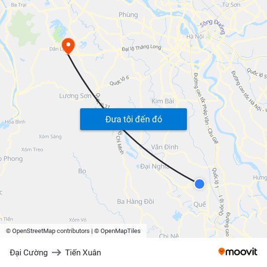 Đại Cường to Tiến Xuân map