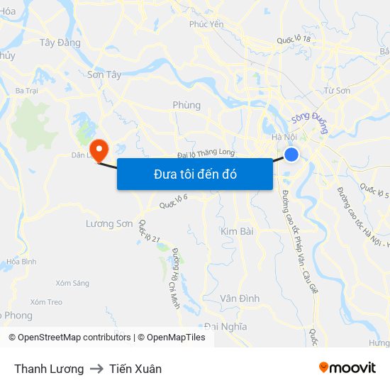 Thanh Lương to Tiến Xuân map