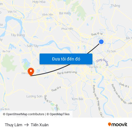 Thuỵ Lâm to Tiến Xuân map