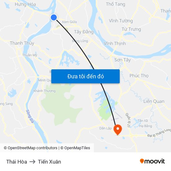 Thái Hòa to Tiến Xuân map