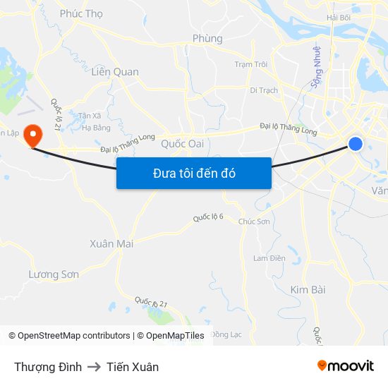 Thượng Đình to Tiến Xuân map