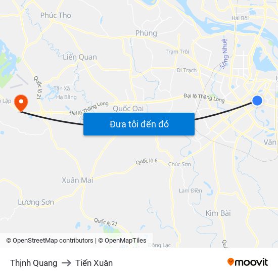 Thịnh Quang to Tiến Xuân map
