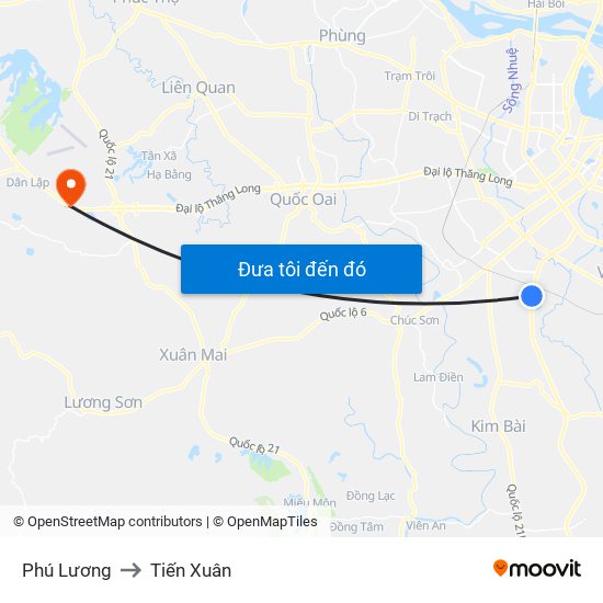 Phú Lương to Tiến Xuân map