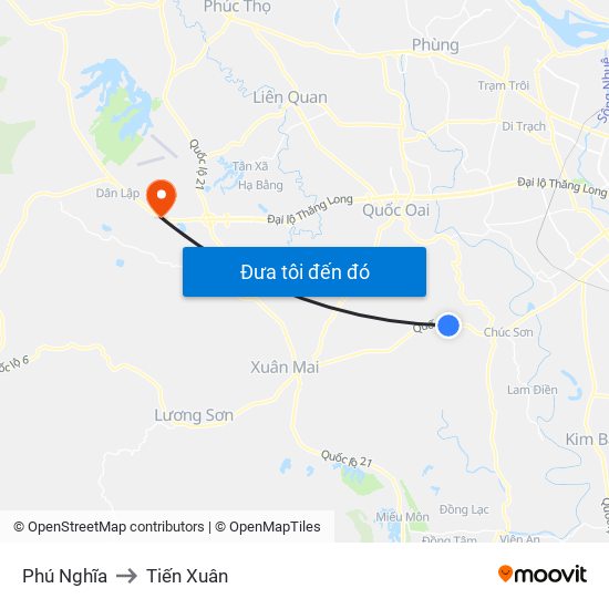 Phú Nghĩa to Tiến Xuân map