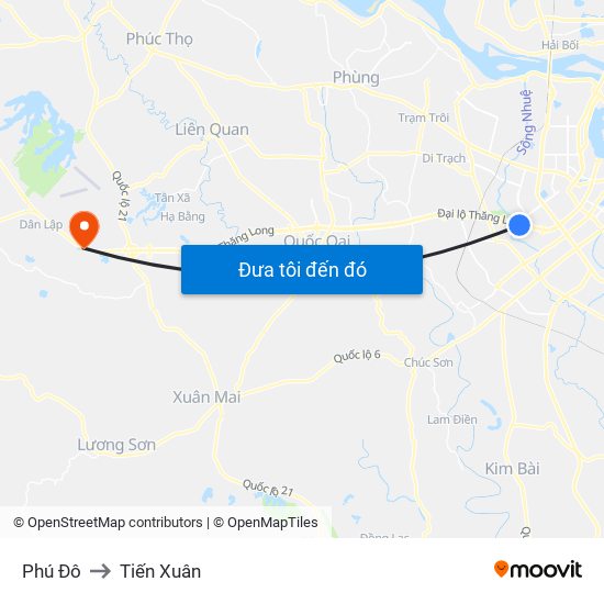 Phú Đô to Tiến Xuân map