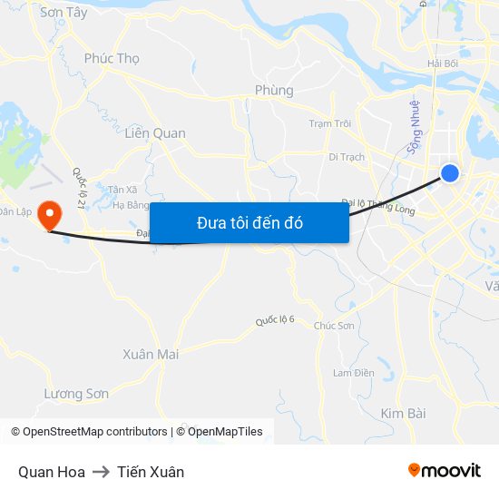 Quan Hoa to Tiến Xuân map