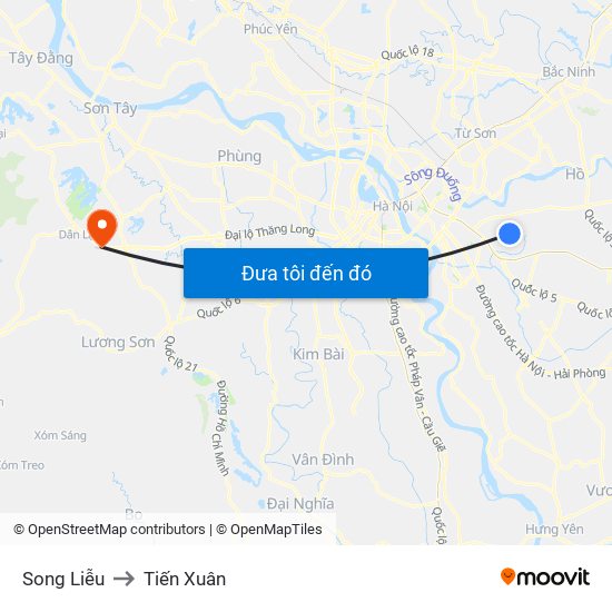 Song Liễu to Tiến Xuân map