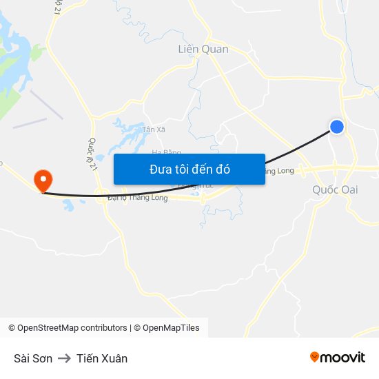 Sài Sơn to Tiến Xuân map