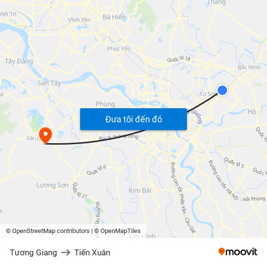 Tương Giang to Tiến Xuân map