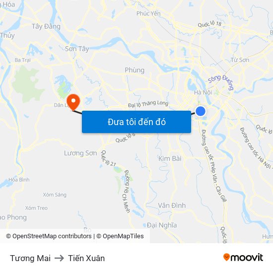 Tương Mai to Tiến Xuân map