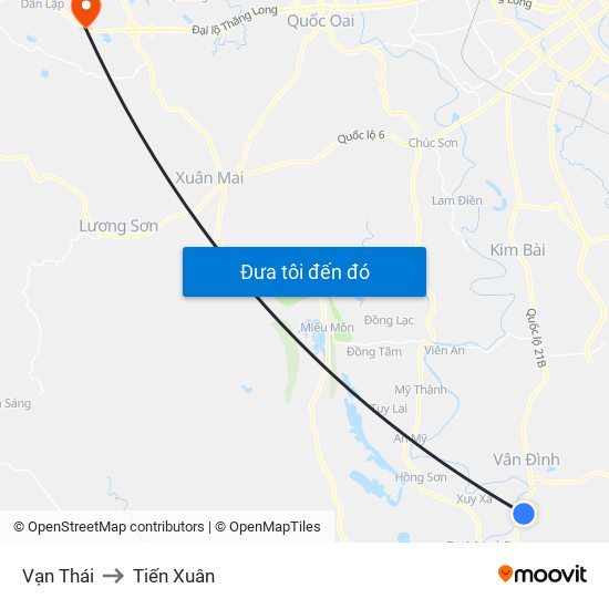 Vạn Thái to Tiến Xuân map