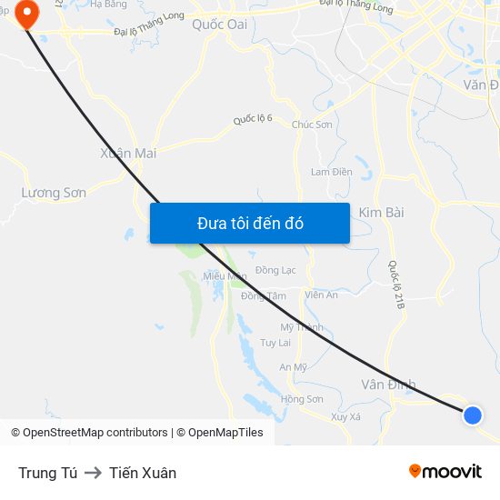 Trung Tú to Tiến Xuân map