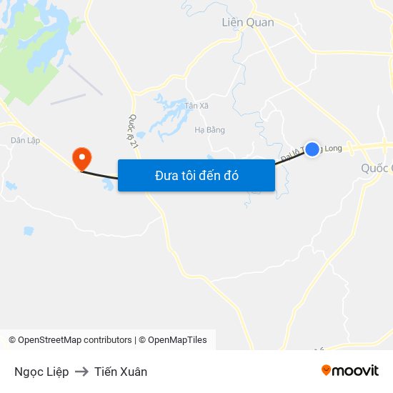 Ngọc Liệp to Tiến Xuân map