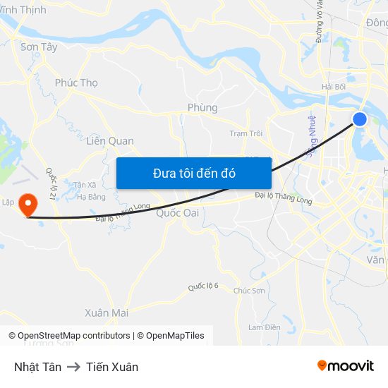 Nhật Tân to Tiến Xuân map