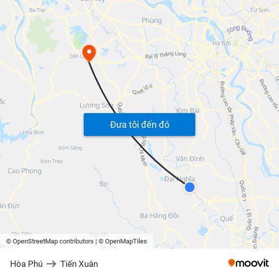 Hòa Phú to Tiến Xuân map