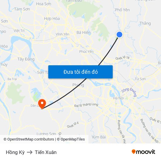 Hồng Kỳ to Tiến Xuân map