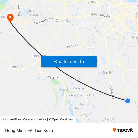 Hồng Minh to Tiến Xuân map