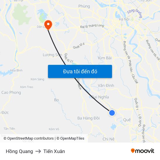 Hồng Quang to Tiến Xuân map